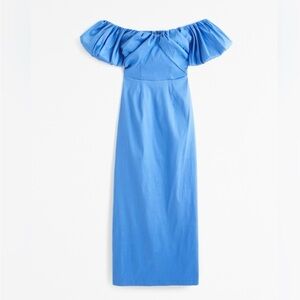 Abercrombie & Fitch Blue off the shoulder taffeta midi dress, Small